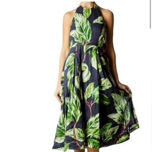 Ann Taylor Amalfi Halter Tropical Leaf Printed Dress